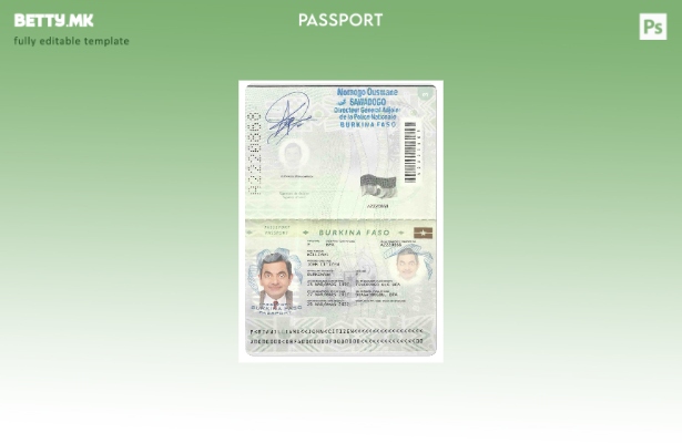 Модерен стил шаблон за пасош на Буркина Фасо ( ).